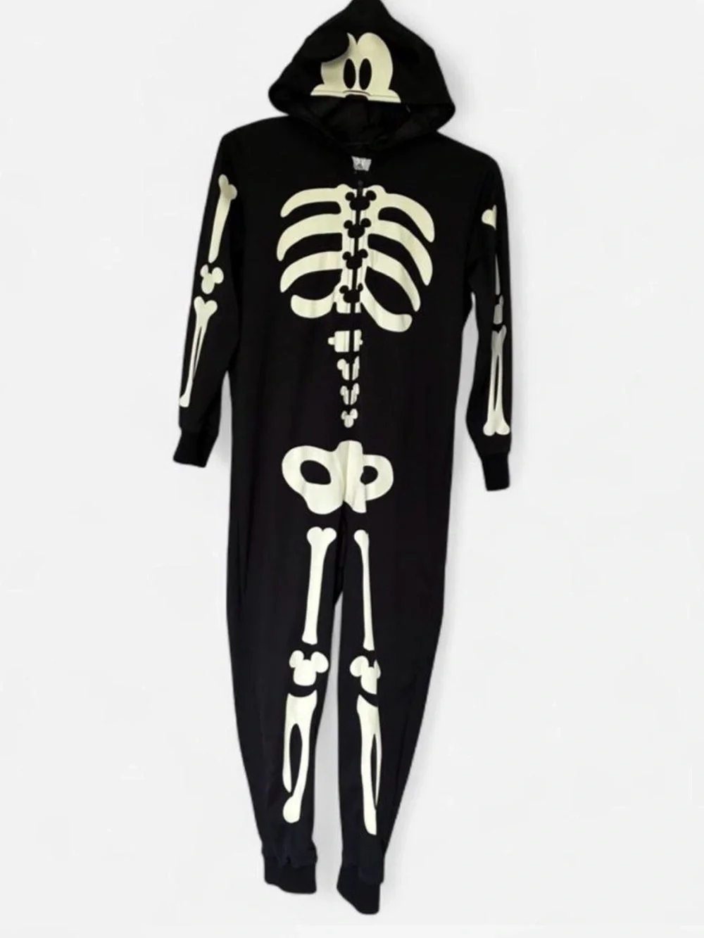Disney Mickey Mouse Glow-In-The-Dark Jumpsuit Skeleton Kids Costume Size 9/10